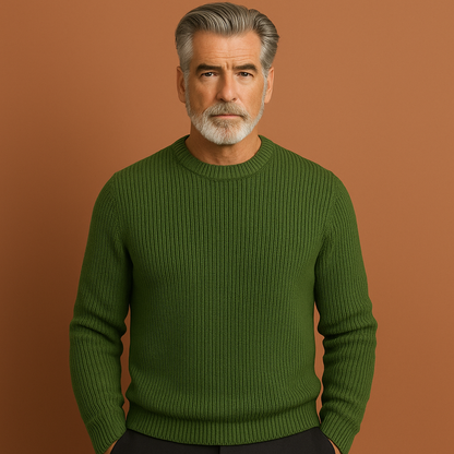Groene herentrui met warme pasvorm en tijdloos ontwerp, ideaal voor koude dagen en dagelijks gebruik.