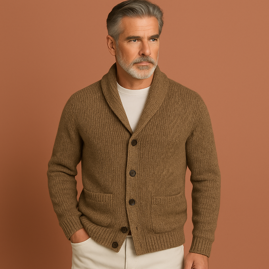 Vintage V-hals herenvest voor heren in kameelkleur met slanke pasvorm en klassiek ontwerp voor warme en stijlvolle outfits.