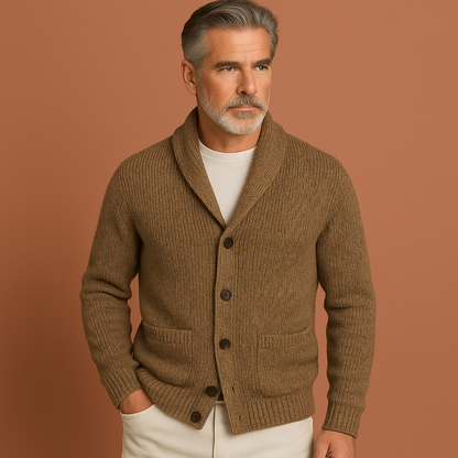 Vintage V-hals herenvest voor heren in kameelkleur met slanke pasvorm en klassiek ontwerp voor warme en stijlvolle outfits.