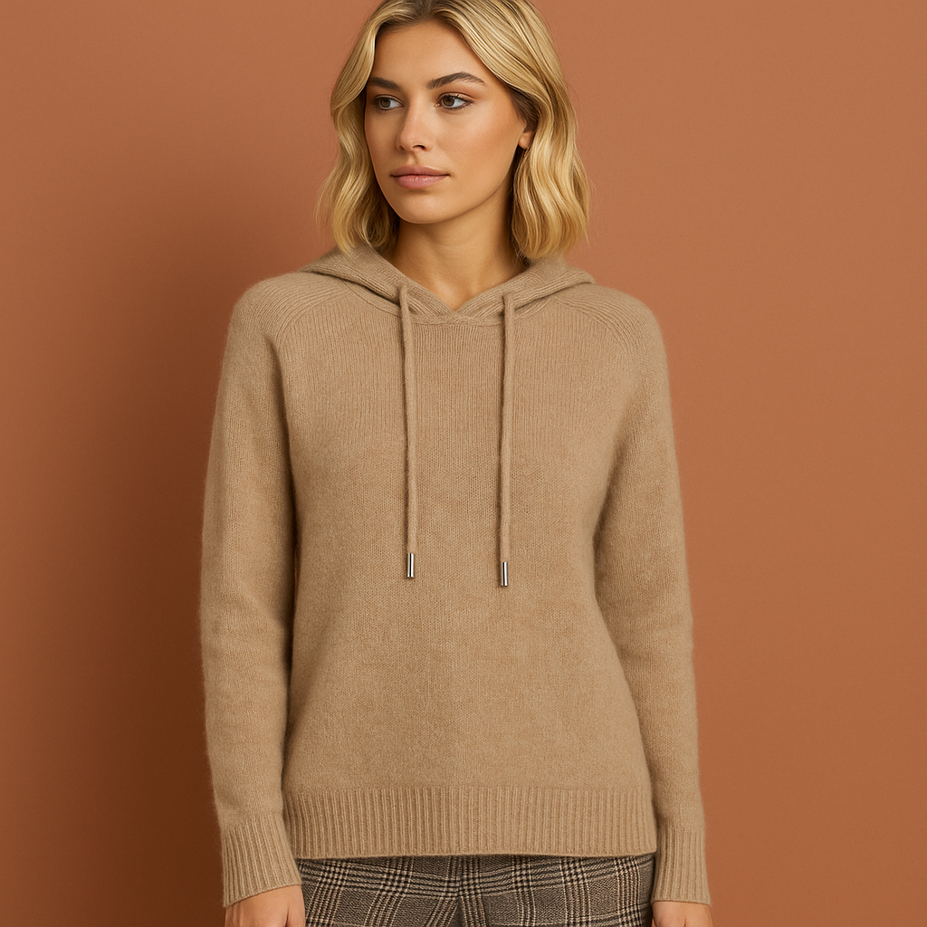 Karamelkleurige hoodie voor dames met een casual pasvorm, ideaal voor dagelijks gebruik en comfortabele outfits.