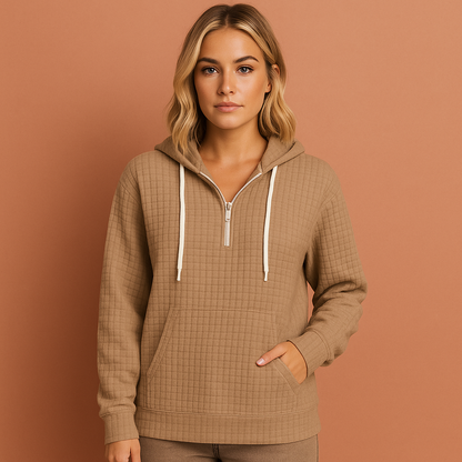 Dames hoodie in kahki met oversized pasvorm, zacht en comfortabel voor casual outfits