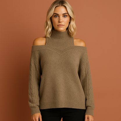 Khaki trui voor dames met elegante pasvorm, comfortabel en stijlvol voor zowel casual als chique outfits.