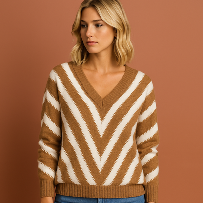 Dames trui in khaki met elegante look, warm en stijlvol voor casual dagen.