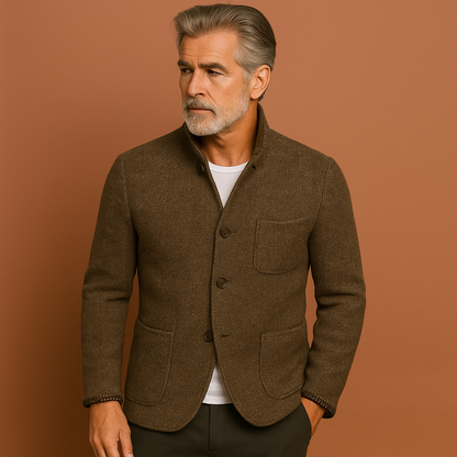 Heren gebreid vest in khaki met zakken, licht en comfortabel voor casual en stijlvolle outfits.