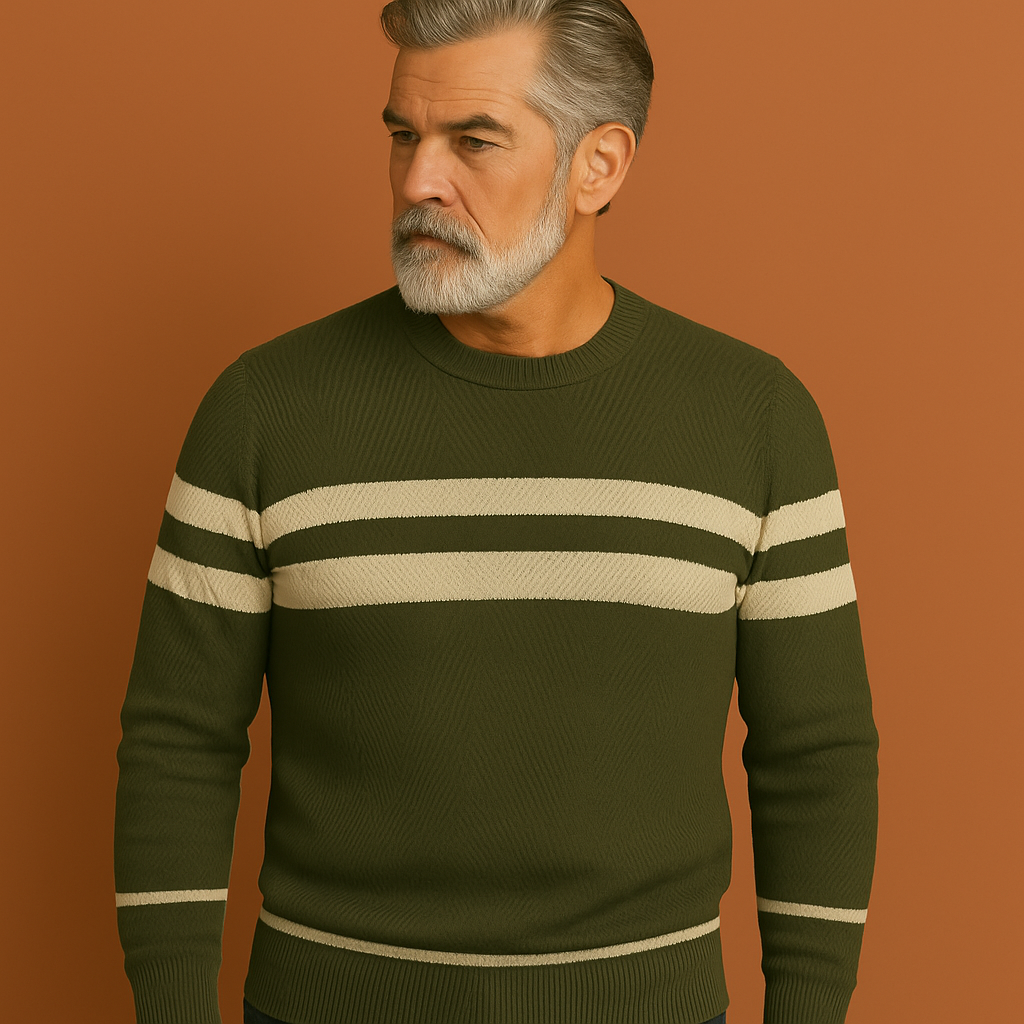 Legergroene warme heren winterpullover met moderne pasvorm, ideaal voor koude dagen en casual outfits.