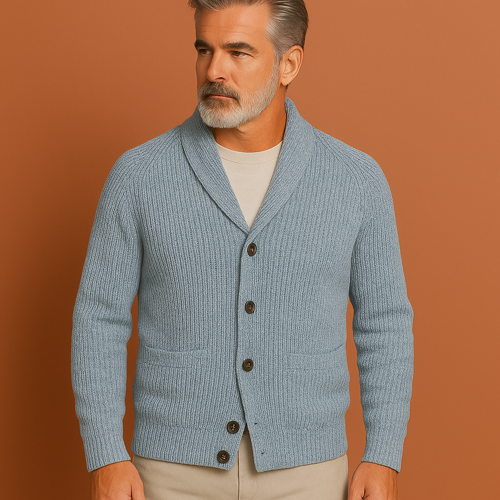 Vintage V-hals herenvest voor heren in lichtblauw met slanke pasvorm en klassiek ontwerp voor warme en stijlvolle outfits.