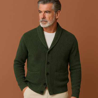 Vintage V-hals herenvest voor heren in olijfgroen met slanke pasvorm en klassiek ontwerp voor warme en stijlvolle outfits.