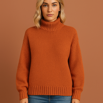 Dames coltrui in oranje met elegante uitstraling, zacht en comfortabel voor casual en stijlvolle outfits.