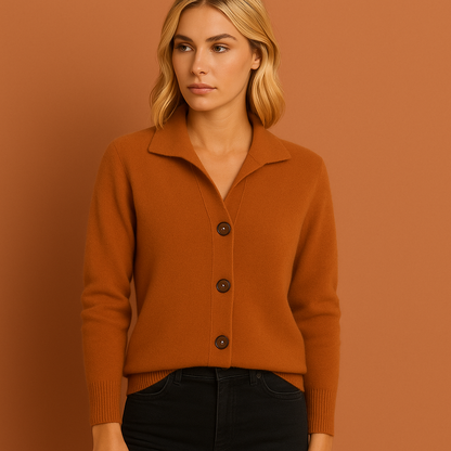 Dames vest in oranje met gebreid design, zacht en comfortabel voor casual en stijlvolle outfits.