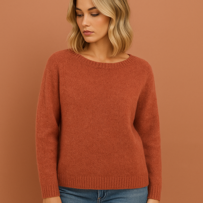 Damestrui in oranje met comfortabele pasvorm, warm en modieus voor casual outfits.