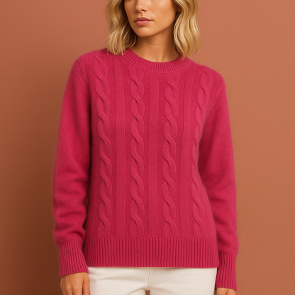 Paarse warme dames sweater met comfortabele pasvorm, ideaal voor casual looks op koude dagen.