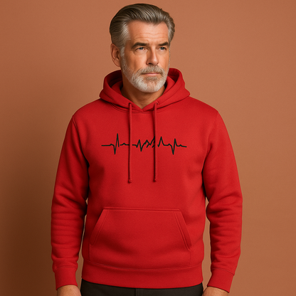 Rode heren hoodie met comfortabele pasvorm en moderne look, perfect voor dagelijks gebruik en casual outfits.