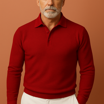 Rode heren polo sweater met moderne pasvorm en tijdloos ontwerp, perfect voor dagelijks gebruik en casual outfits.