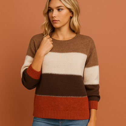 Dames trui in rood met verfijnd design, zacht en warm voor herfst en winter.