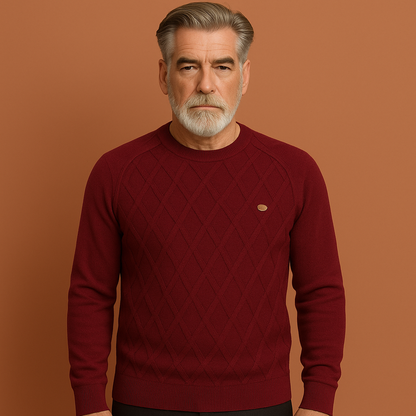 Rode heren trui met gebreid ontwerp en moderne pasvorm, ideaal voor dagelijks gebruik en casual outfits.