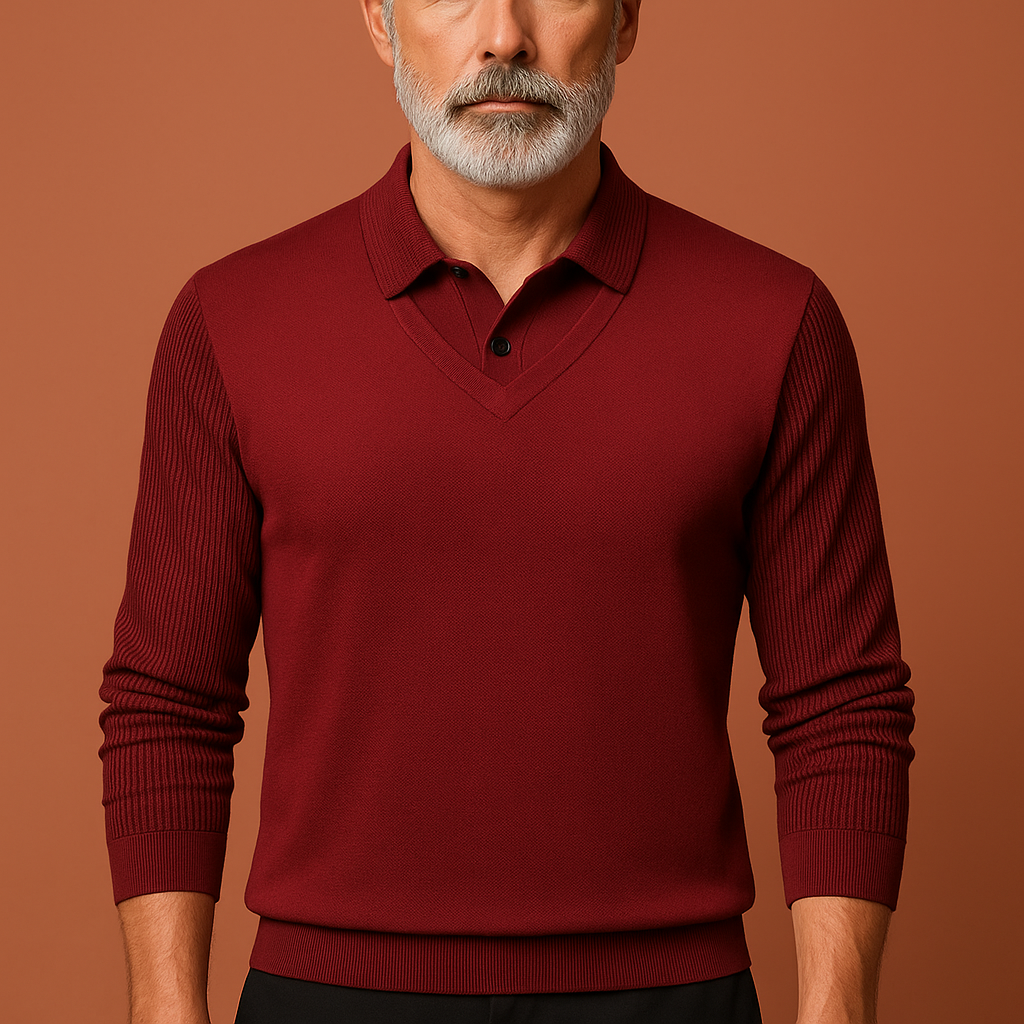 Rode sweater voor heren met comfortabele pasvorm en luxe uitstraling, ideaal voor werk, vrije tijd en dagelijks gebruik.