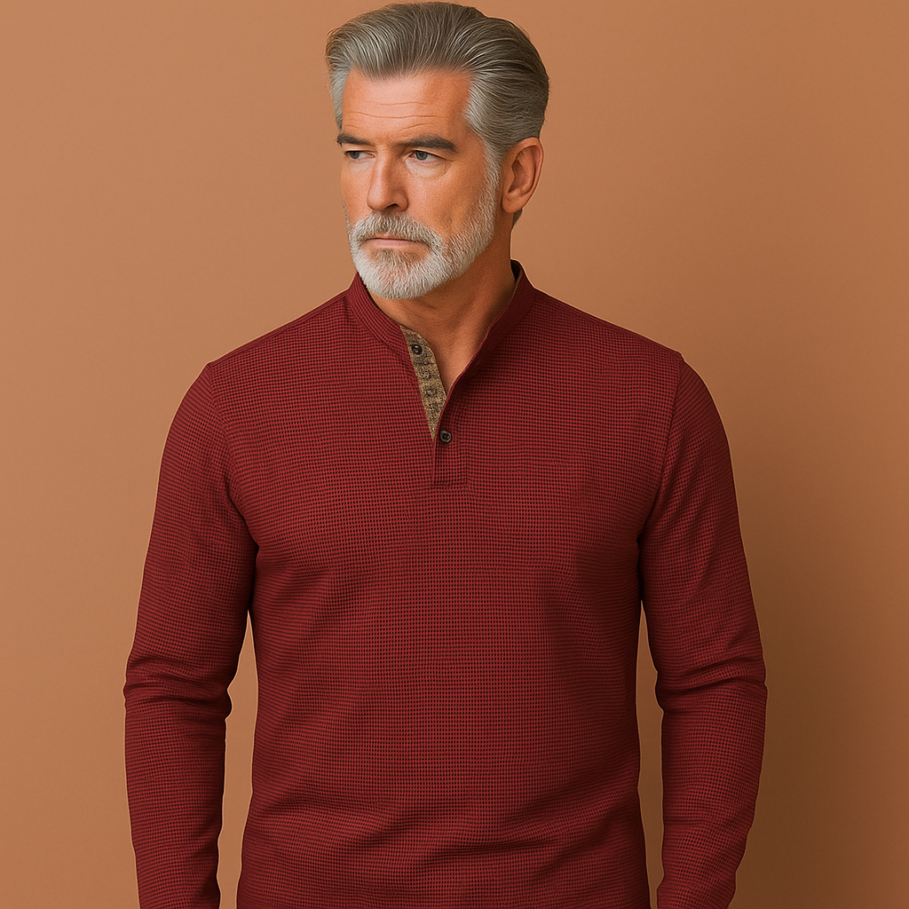 Rode heren longsleeve polo met moderne pasvorm en klassieke kraag, ideaal voor zowel casual als zakelijke outfits.
