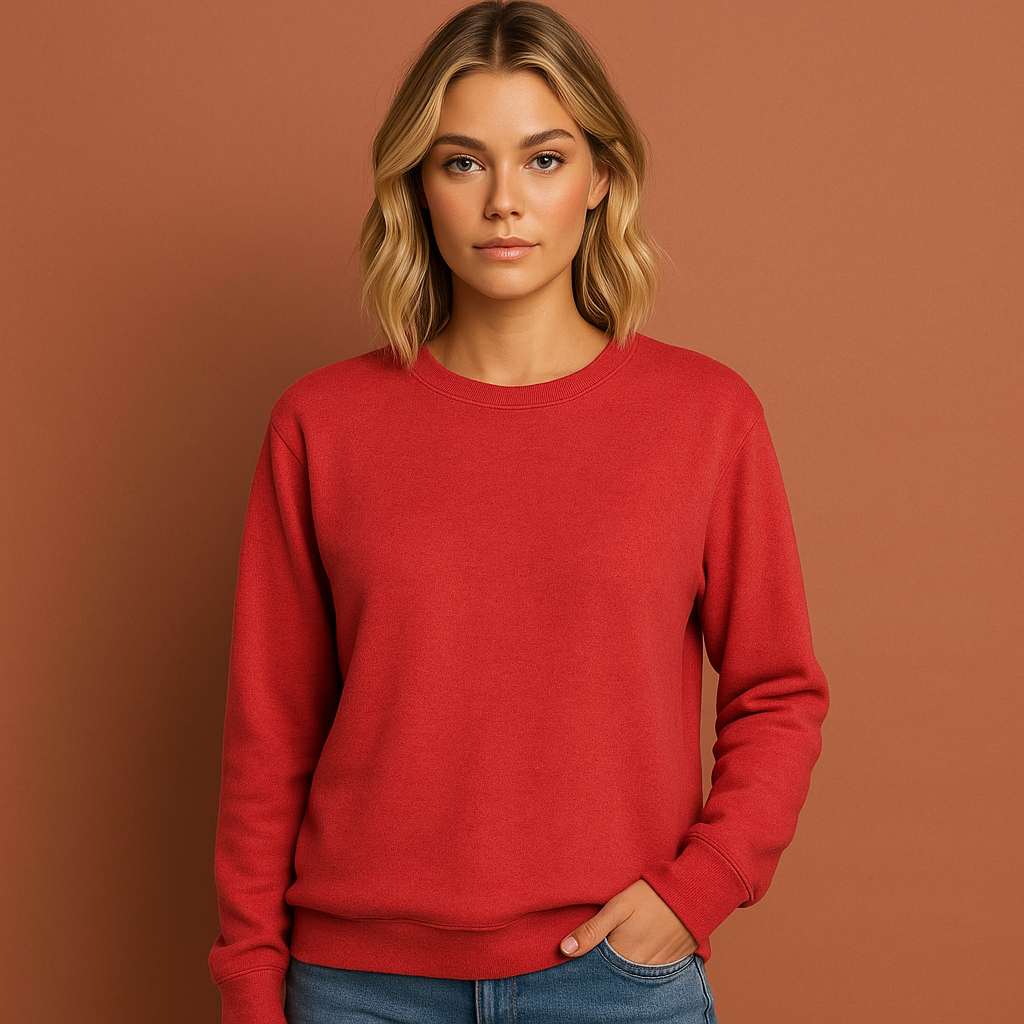 Rode dames trui met ronde hals, ideaal voor dagelijks comfort en casual outfits.