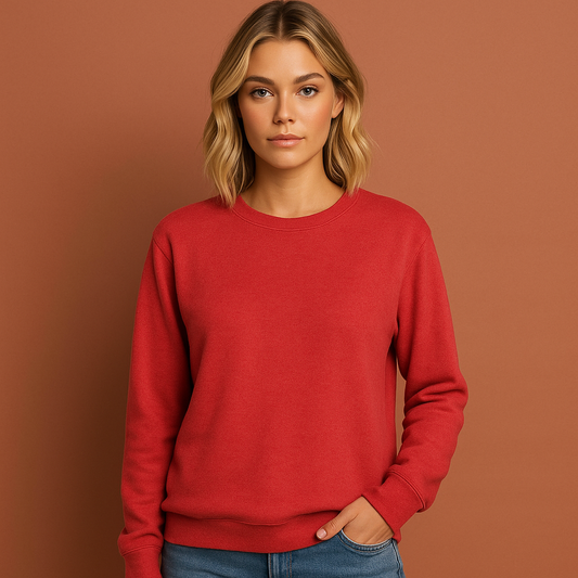 Rode dames trui met ronde hals, ideaal voor dagelijks comfort en casual outfits.