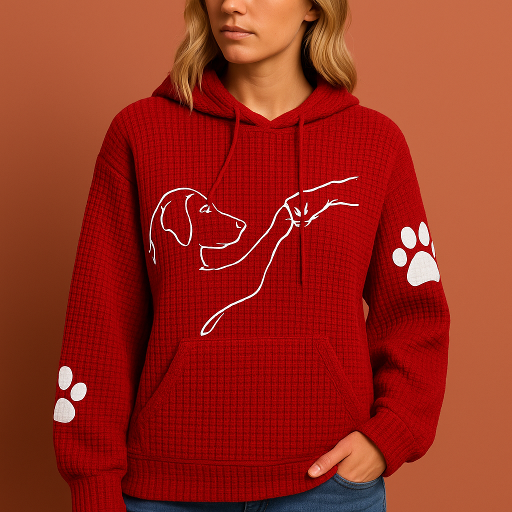 Rode warme hoodie voor dames met comfortabele pasvorm, ideaal voor casual outfits en koude dagen.