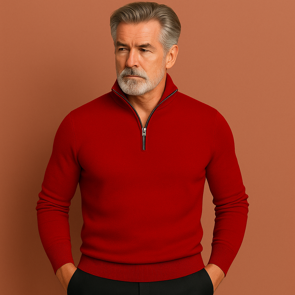 Rode zip sweater voor heren met moderne pasvorm, ideaal voor casual outfits en dagelijks gebruik.