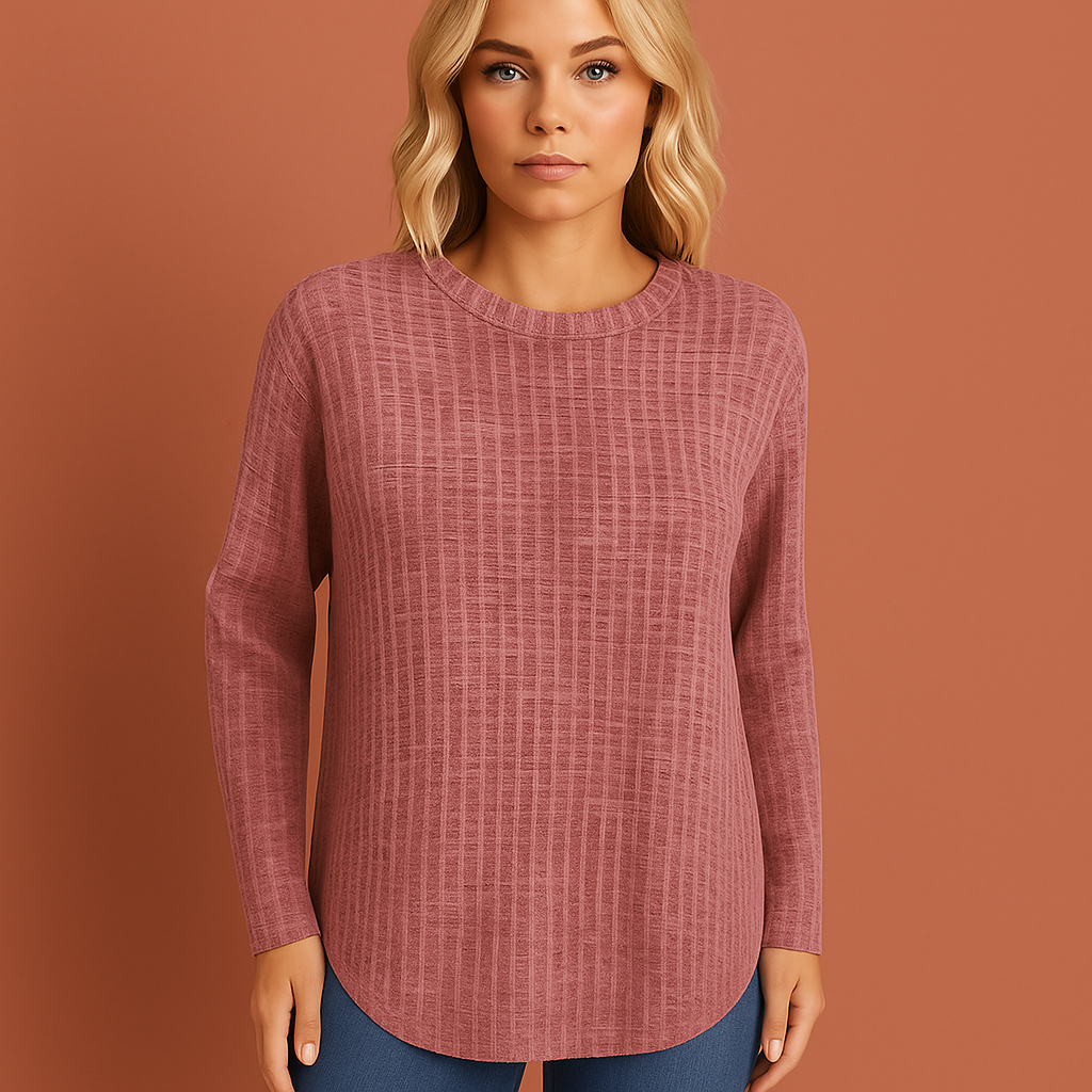 Roze damestrui met moderne pasvorm en stijlvolle uitstraling, zacht en ideaal voor koude dagen en casual outfits.