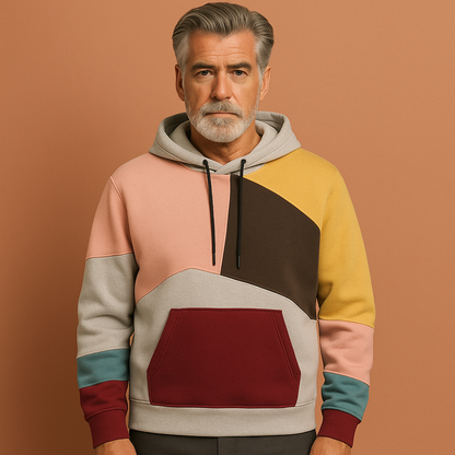 Roze met grijs comfortabele heren hoodie met modern opvallend design, ideaal voor dagelijks casual gebruik.