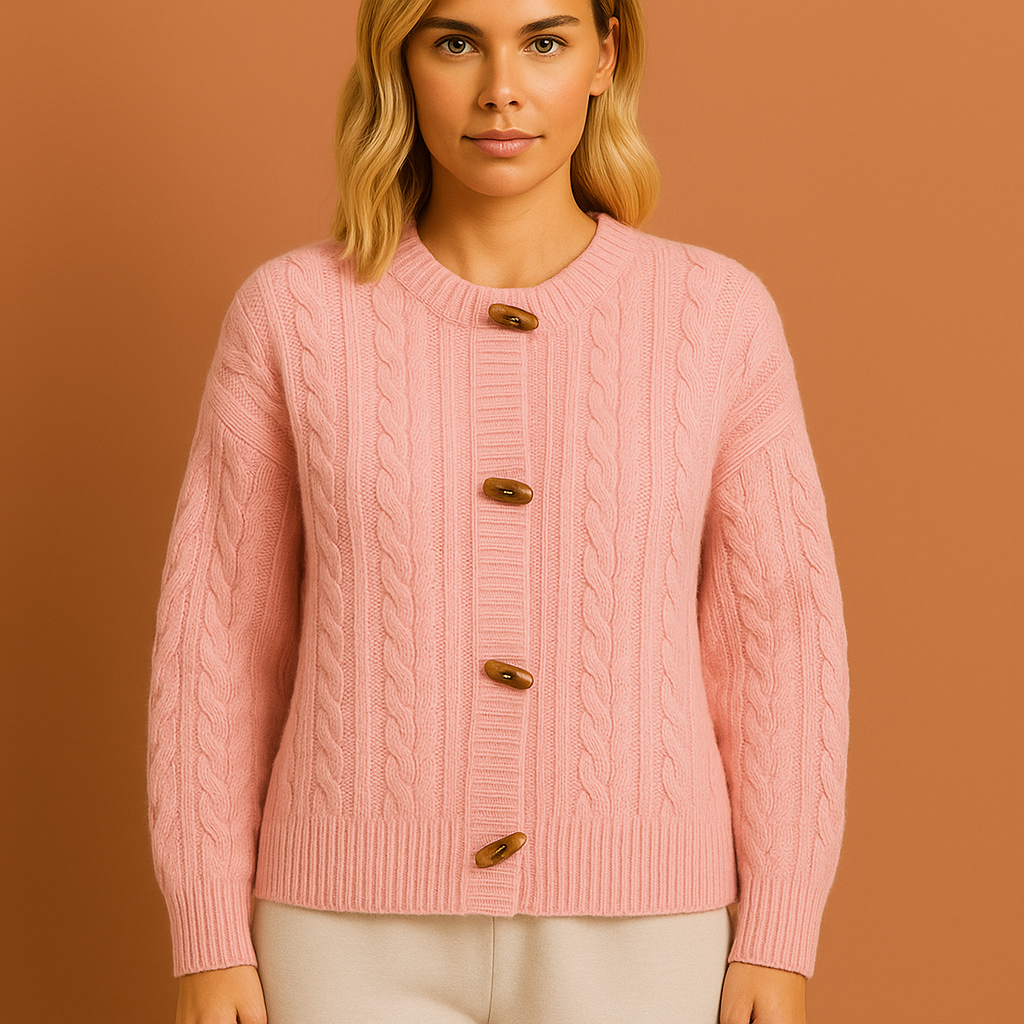 Roze damesvest met retro design en elegante uitstraling, ideaal voor casual en stijlvolle outfits.