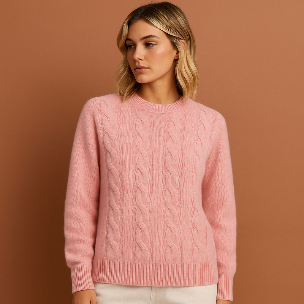 Roze warme dames sweater met comfortabele pasvorm, ideaal voor casual looks op koude dagen.