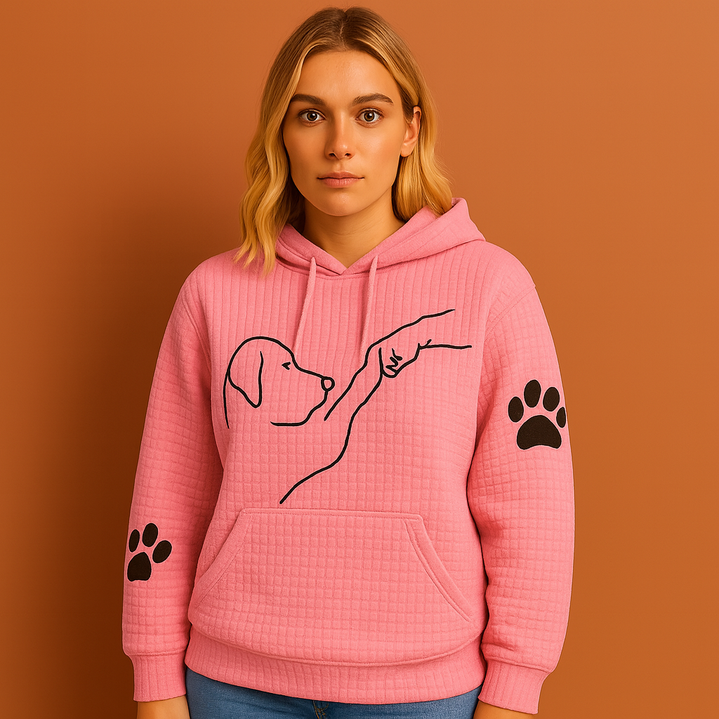 Roze warme hoodie voor dames met comfortabele pasvorm, ideaal voor casual outfits en koude dagen.