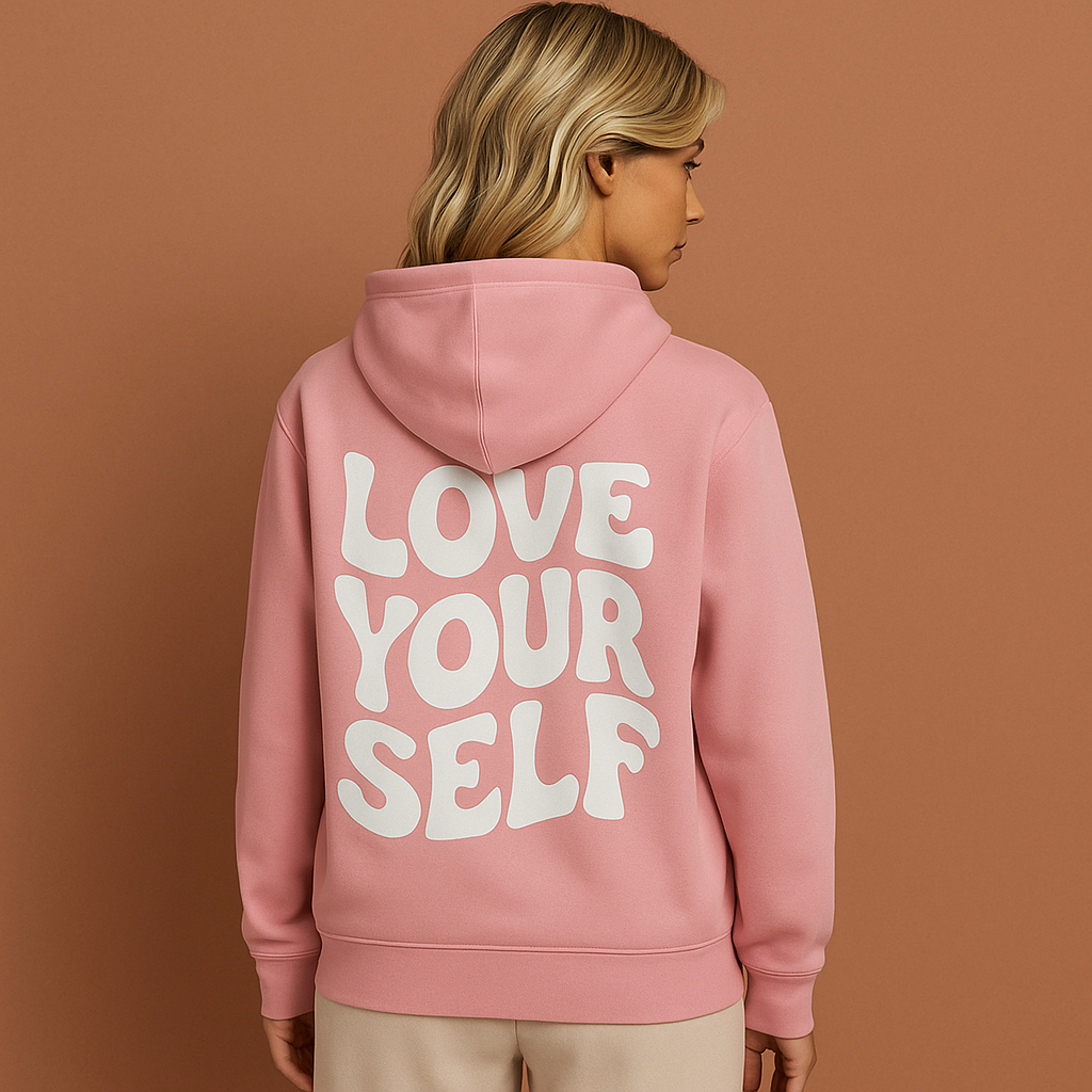 Roze winter hoodie voor dames met streetwear statement design, ideaal voor koude dagen en casual outfits.