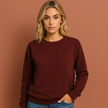 Wijnrode dames trui met ronde hals, ideaal voor dagelijks comfort en casual outfits.