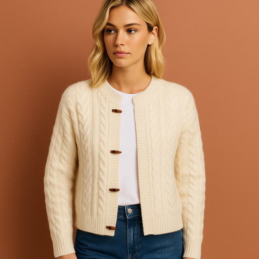 Wit damesvest met retro design en elegante uitstraling, ideaal voor casual en stijlvolle outfits.