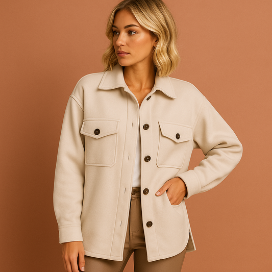 Dames herfstjas in wit met elegante snit, lichtgewicht en comfortabel voor stijlvolle herfstoutfits.