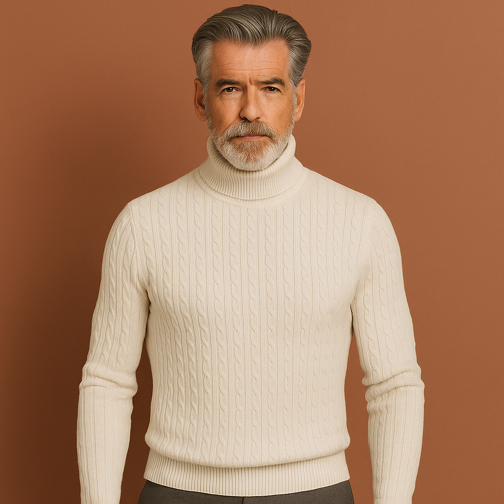 Ribgebreide coltrui voor heren in wit met warme pasvorm en tijdloos design voor casual en formele outfits.