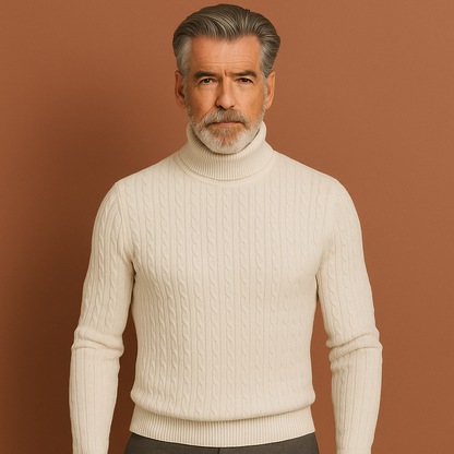 Ribgebreide coltrui voor heren in wit met warme pasvorm en tijdloos design voor casual en formele outfits.