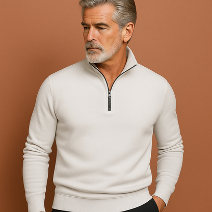 Witte zip sweater voor heren met moderne pasvorm, ideaal voor casual outfits en dagelijks gebruik.