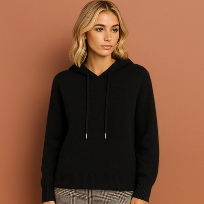 Zwarte hoodie voor dames met een casual pasvorm, ideaal voor dagelijks gebruik en comfortabele outfits.