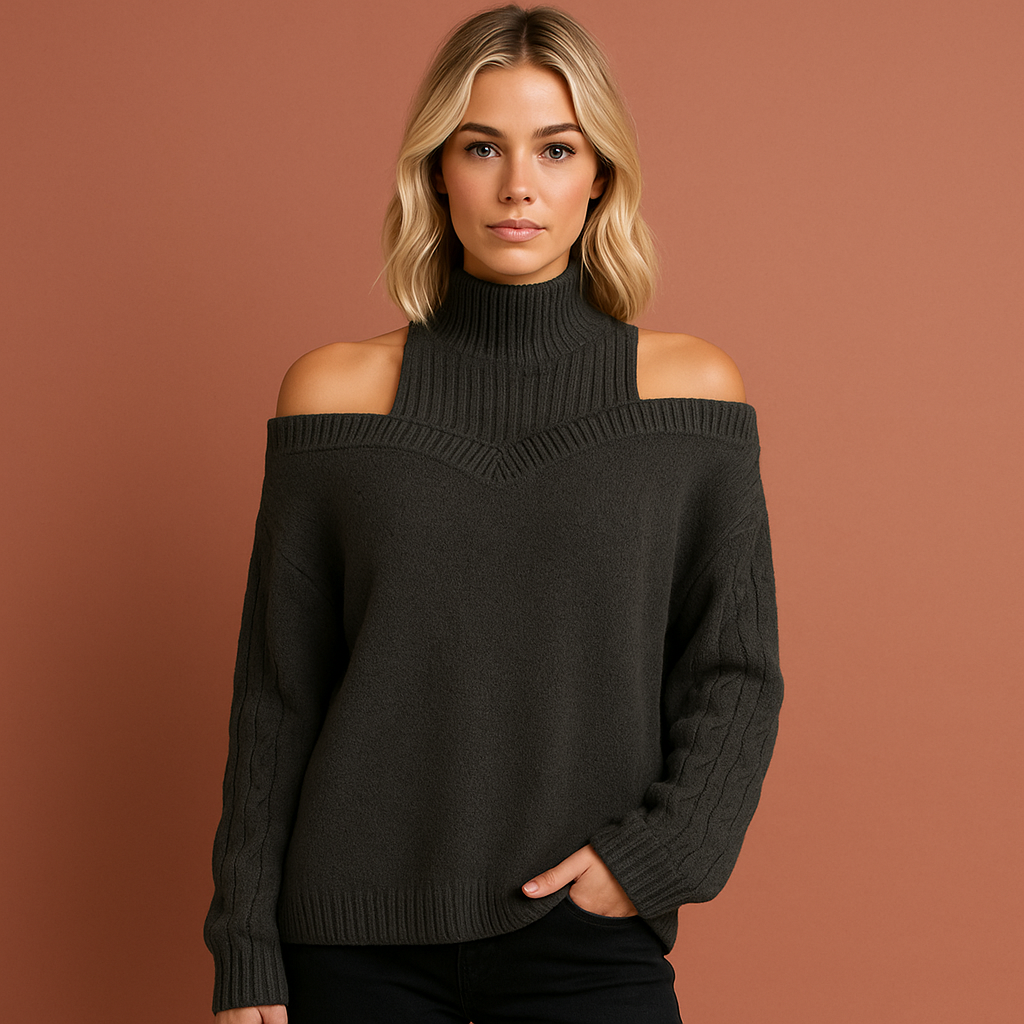 Zwarte trui voor dames met elegante pasvorm, comfortabel en stijlvol voor zowel casual als chique outfits.