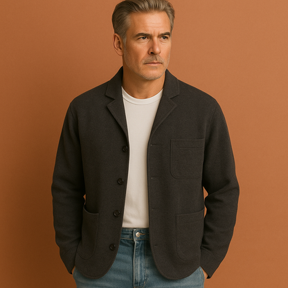 Heren blazer in zwart met geruit design, zacht en comfortabel voor casual en stijlvolle outfits.