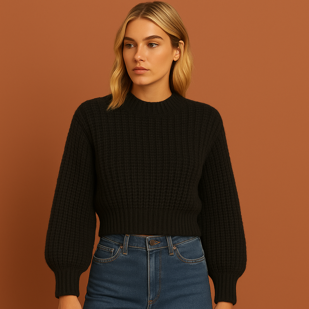 Zwarte damestrui met moderne uitstraling en comfortabele losse pasvorm, ideaal voor een stijlvolle casual look.