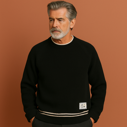 Oversized gebreide trui voor heren in zwart met comfortabele pasvorm en tijdloos ontwerp voor casual outfits.